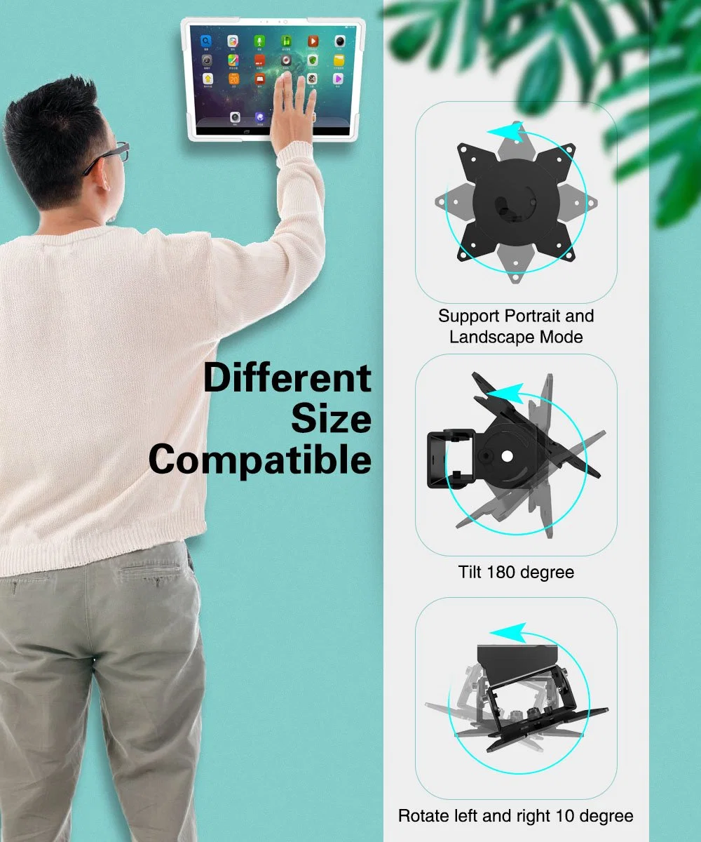 Peacemounts Universal Fixed Tablet Wall Mount Holder for 7~14 Inches Tablet