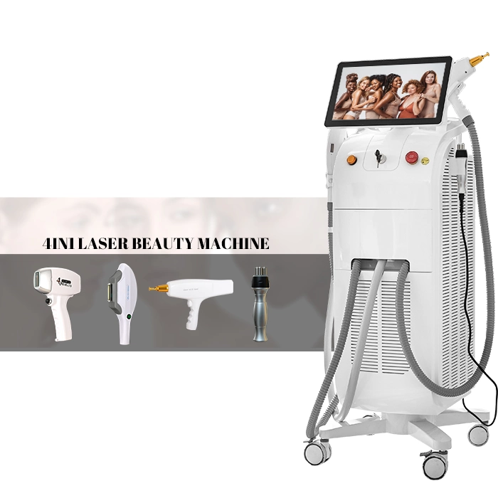 CE-Zulassung 4 in 1 Multifunktions-Beauty-Maschine IPL+RF+ND YAG+ Alexandrite Diode Laser Haarentfernung