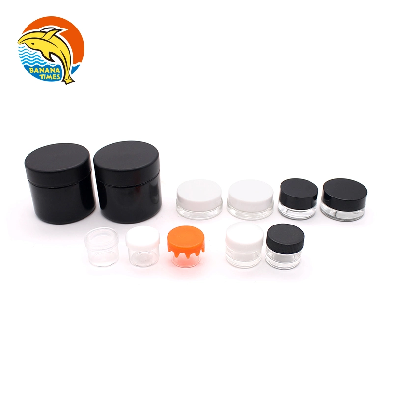 3ml 5ml 7ml 10ml Clear Glass Concentrate Jar 1000mg DAB Jar Oil Cosmetic with Black Screw Cap