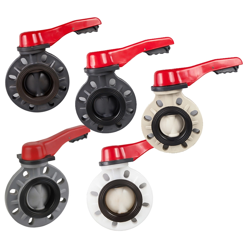 PVC CPVC UPVC PPR PVDF Pph Plastic Industrial Lever Operated Economy Butterfly Valve