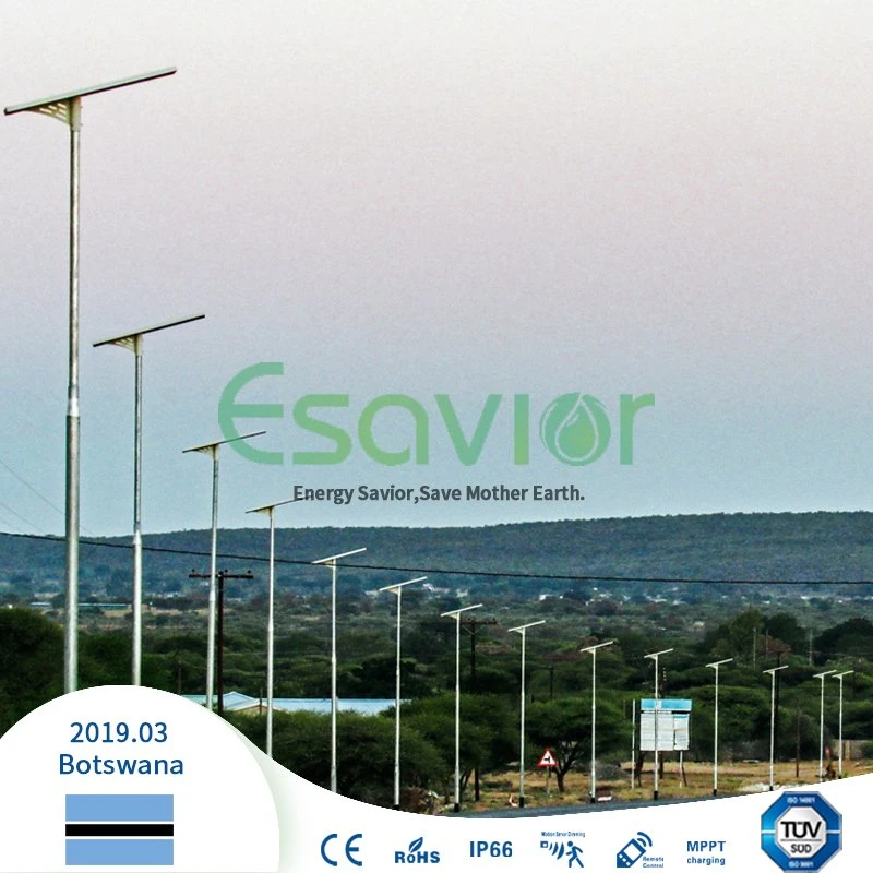 Esavior 60W Outdoor tout-en-un intégré Rue lumière solaire Puissance lumineuse à LED lampe avec le capteur de mouvement de 25 ans la durée de vie