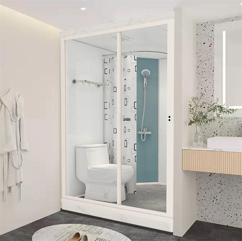 Prefab Bathroom Mobile Shower Room with Luxury Portable Shower Toilet, Frosted Tempered Glass One in All Portable Bathroom Modular Pods