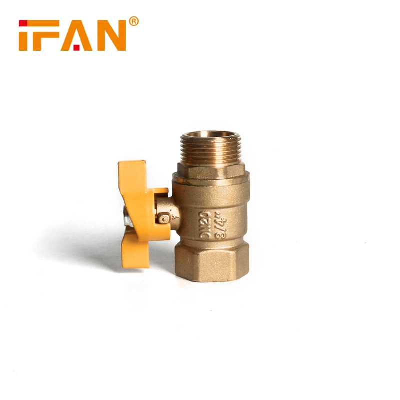 Ifan Factory Price Gas Safety Control Valve Type Nickel Plated Brass Gas Ball Valve with Aluminum Handle