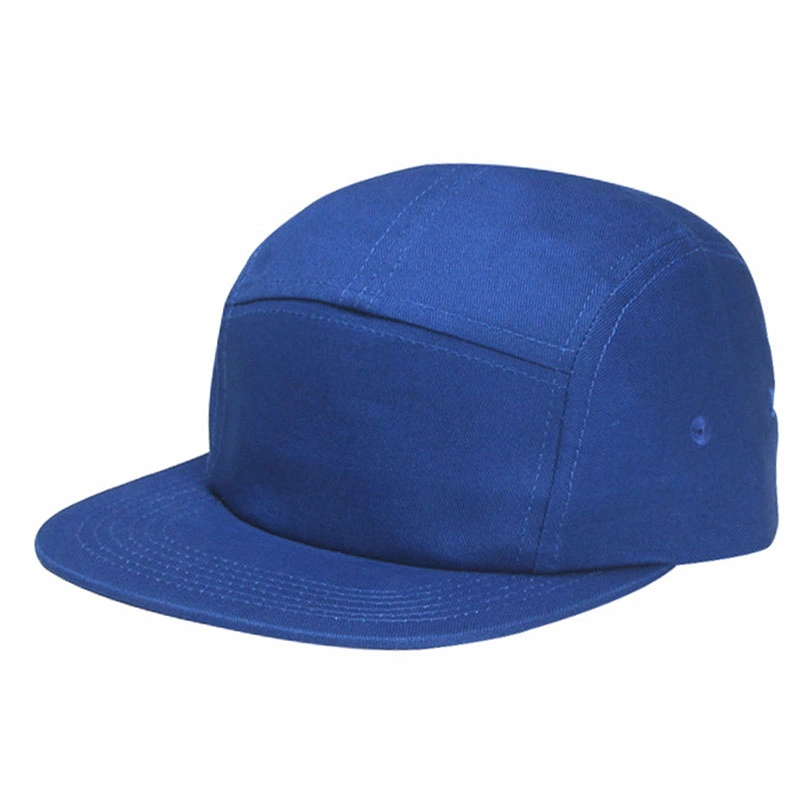 Custom Fashion Casual Solid Color Cotton Flat Brim 5 Panel Adjustable Blank Sports Camping Cap Plain Hat with Nylon Buckle