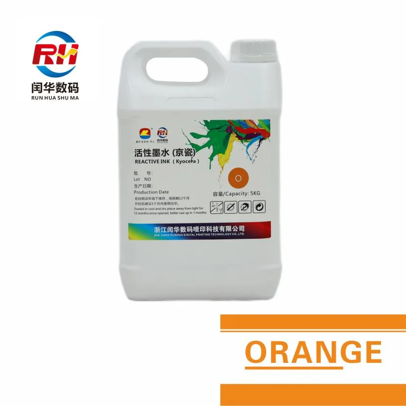 Customized Orange Reactive Inkjet Printer Ink for Kyocera Printhead