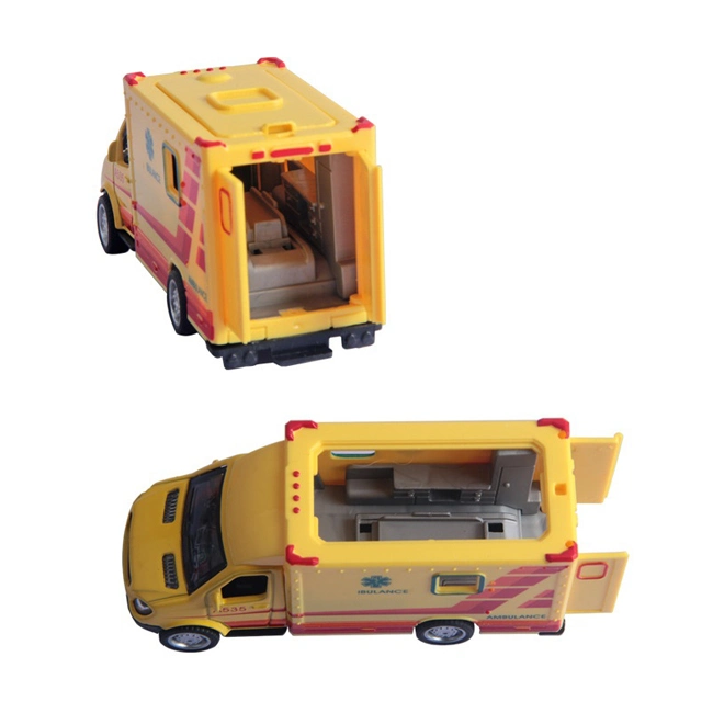 1: 38 niños Metal Ambulac Modelo de vehículo de juguete Emulacional aleación modelos de coche tirar de nuevo Diecast Ambulance Juguetes para la promoción