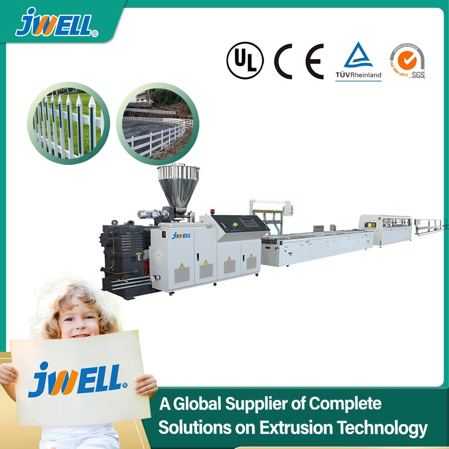 Jwell Plastic PVC Fence Extrusion Machine Production Equipment for Subway/ Road / Bridge