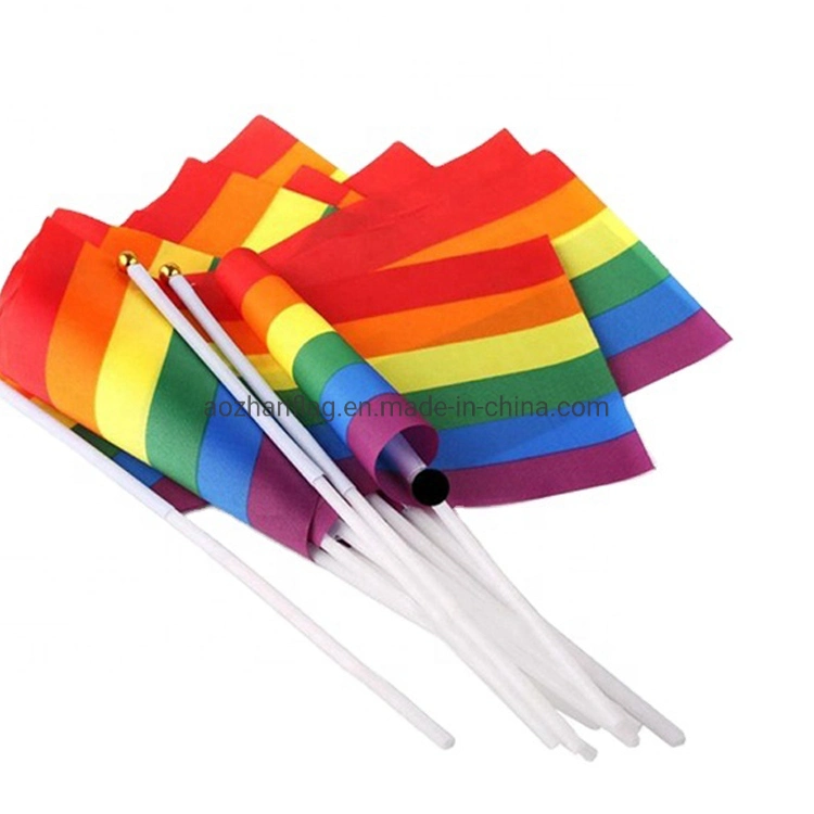 Small Customized Size Hand Held Waving Lesbian Lgbt Rainbow Hand Wave Handhold Gay Pride Flags