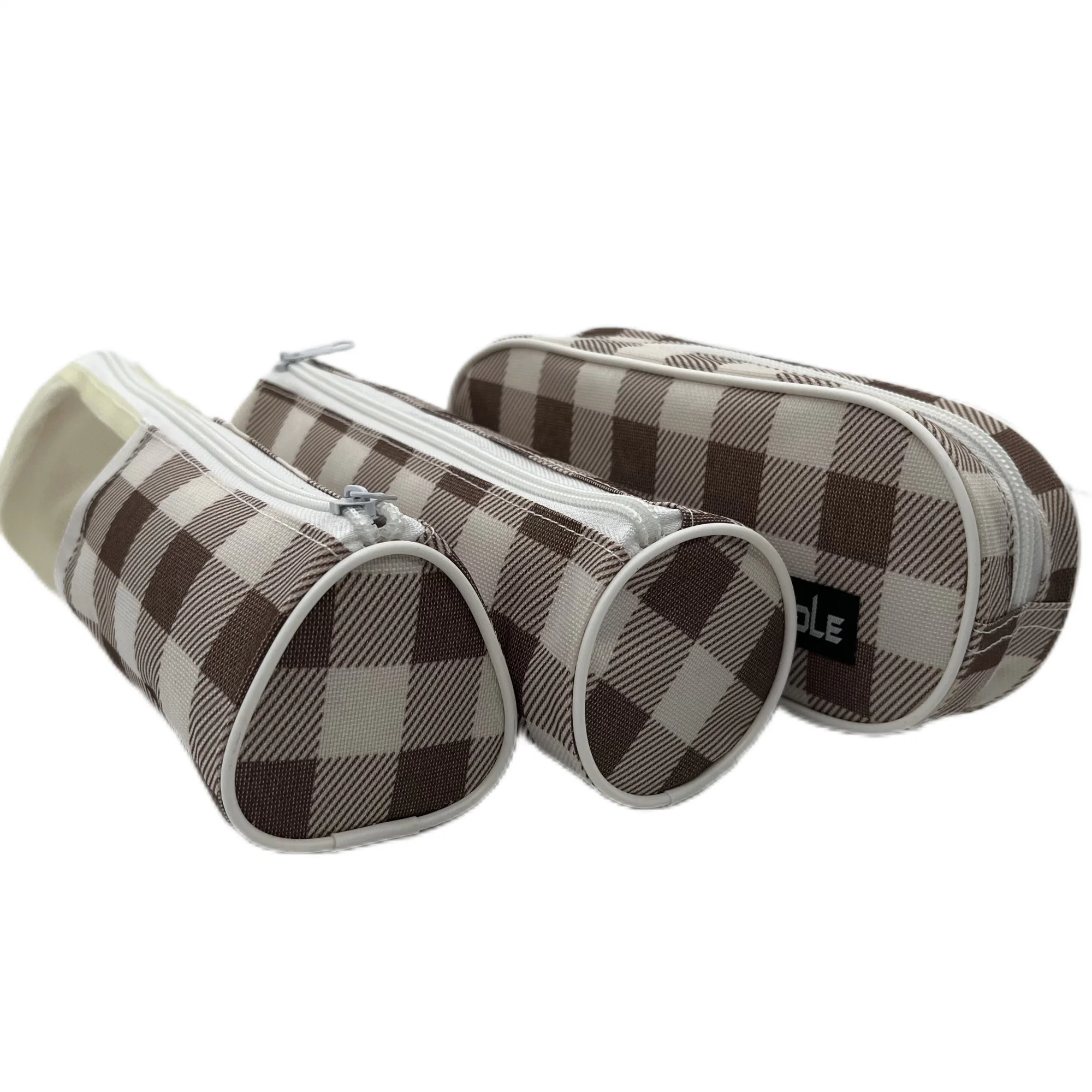 2023 Factory Brown Plaid Pencil Case Set for School Student