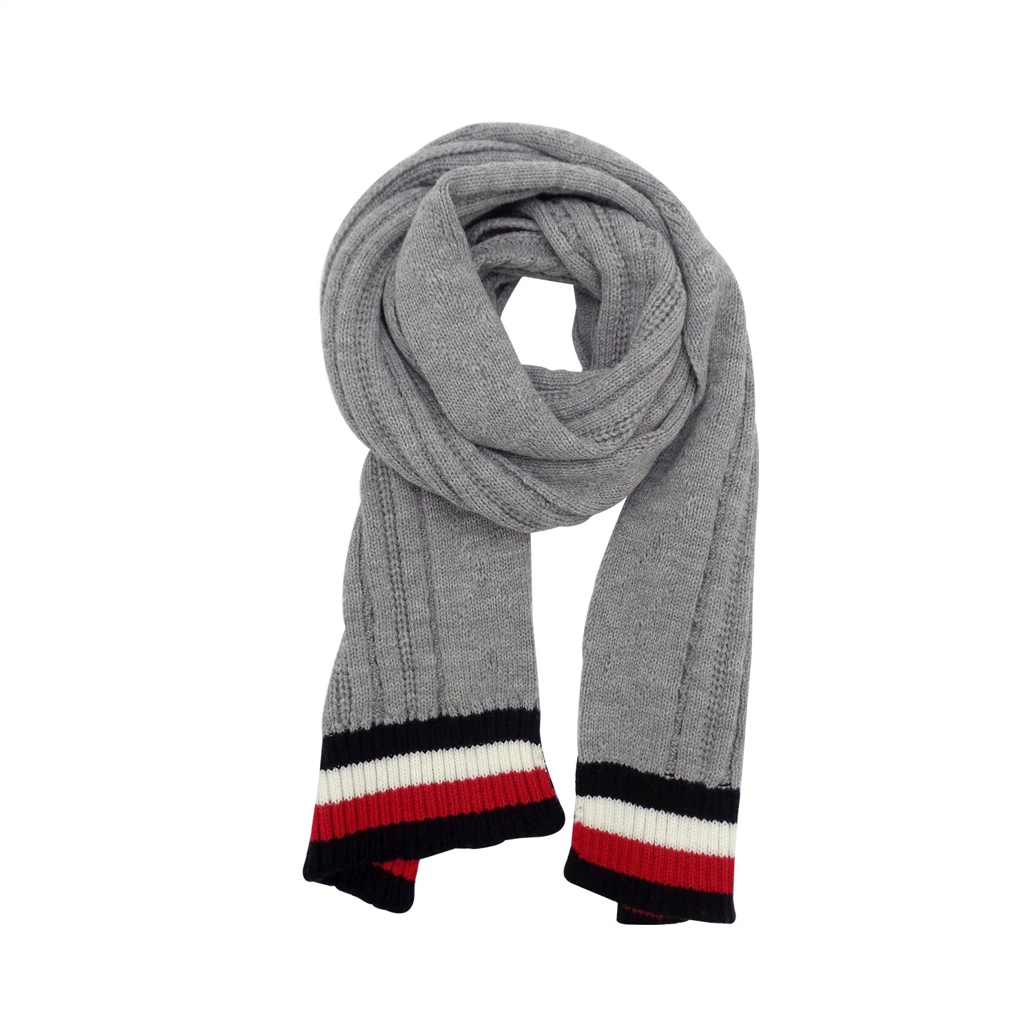 Custom Winter Warm Women Knitted Jacquard Stripe Scarf