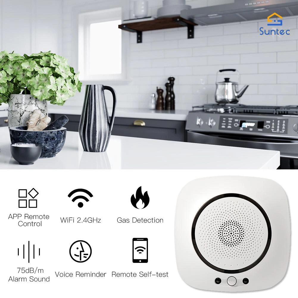 Tuya WiFi Smart Gas Leakage Fire Security Detector Methane CH4 Flammable Gas Combustible Alarm Sensor Warning Smart Life