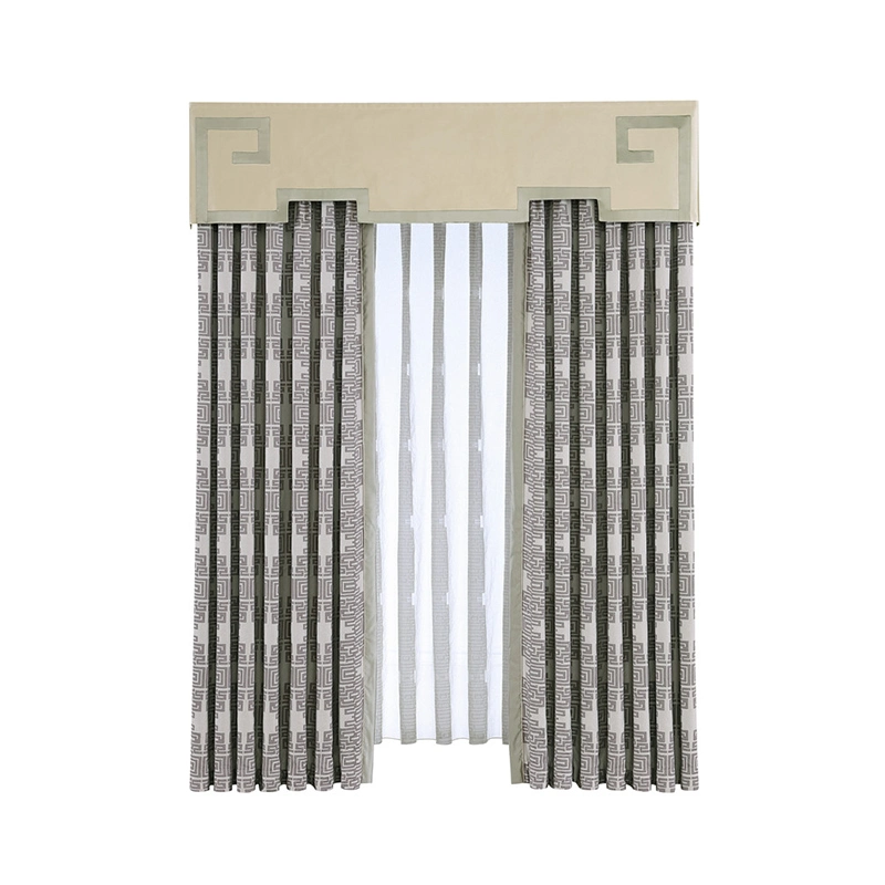 Hot Selling Luxury European Window Sheer Living Room Curtains with Valance Beads Attached