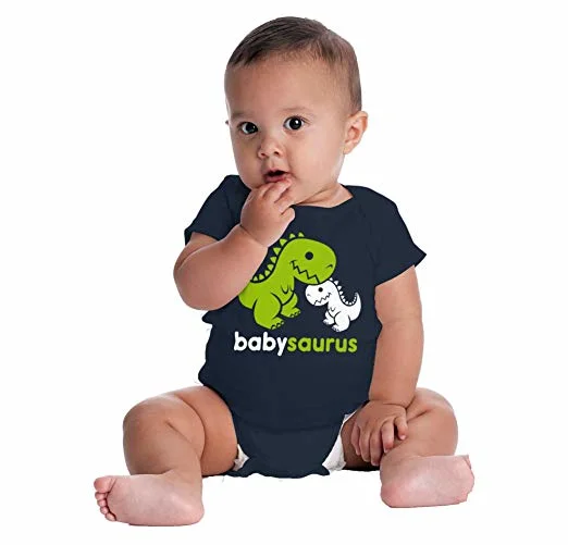 Funny Dinosaur Cute Mommy Daddy Cartoon T Rex Toddler Baby Romper Garment