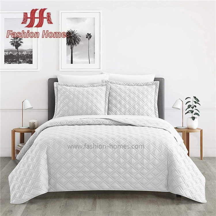 F-4110 Ok Microfiber Modern Embroidery Soft Quilt Bedspread Set 777 Cotton Bedsheet