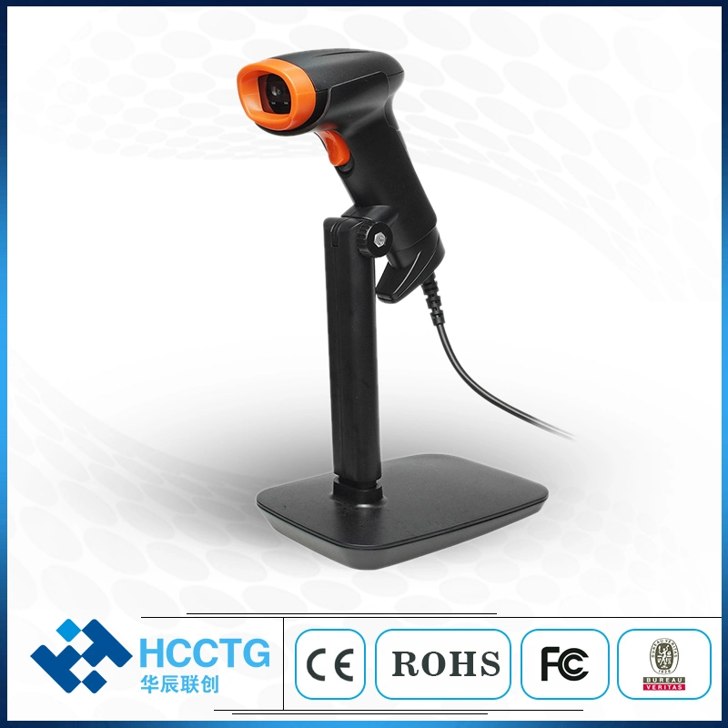 ماسحة ضوئية طويلة المدى تعمل برمز QR تم صنعت في الصين قارئ QR المخزون 2D Wireless Barcode Scanner HS-6603