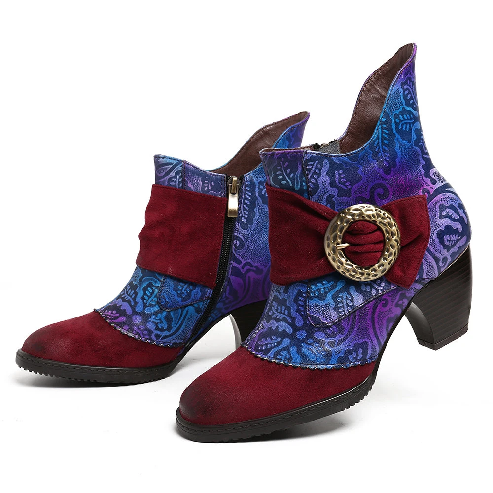 Women's Retro Handmade Leather Boots Bohemian Ankle Shoes