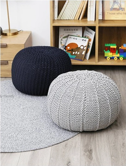 Nordic Handmade Ottoman for Living Room Home Decorative Seating Bean Bag Knitted Ottoman Round Floor Seat 2 Size