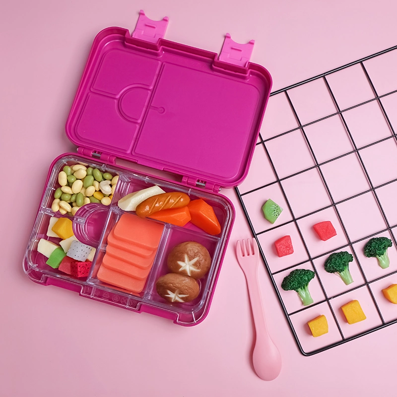 Aohea Kunststoff-Aufbewahrung 4 Fächer Kinder Mini Bento Lunch Box Eco Geschirr-Sets