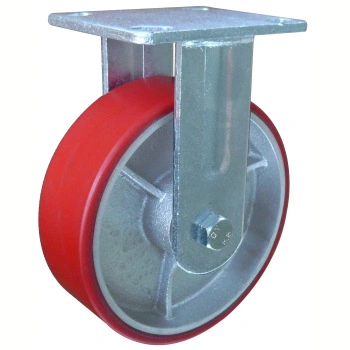 Good Quality Industrial Wear-Resisting Silent 8" PU on Cast Iron Rigid Caster Wheel for Workbench / Trolley Cart