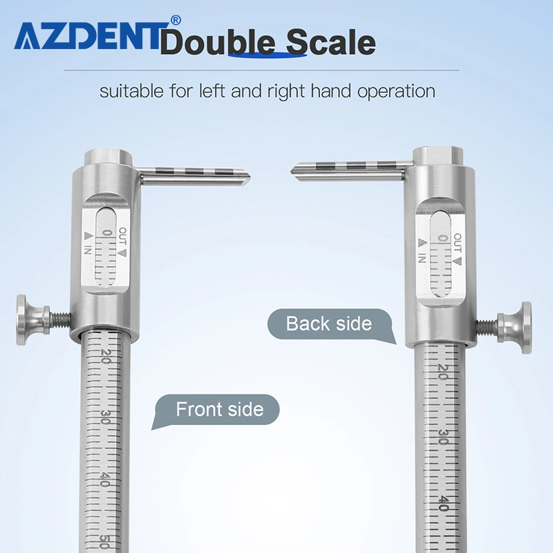 Azdent 1PCS Ortodônticas Dentária Pinça Deslizante 0-80mm Implante Dentista Medidor de escala dupla ronda a Ferramenta de odontologia