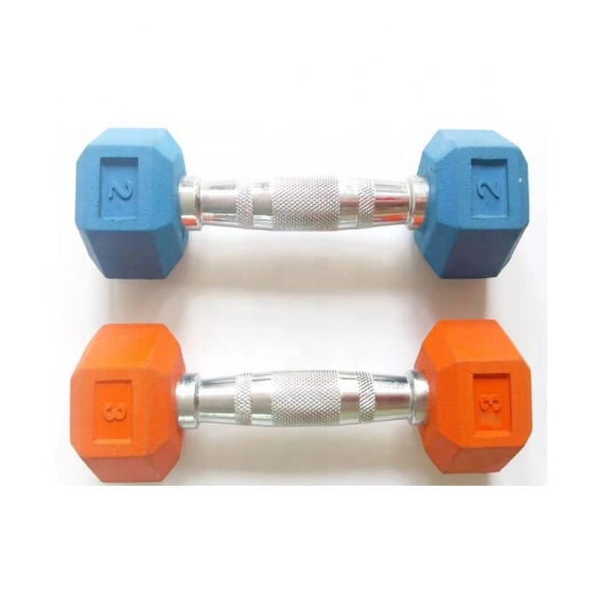 Wholesale/Supplier Fitness High quality/High cost performance  Black Hexagonal Rubber Coated Dumbbell