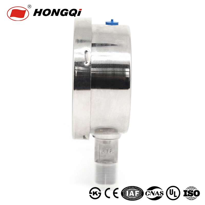 Manómetro Hongqi® de acero inoxidable completo - manómetro antivibración relleno líquido