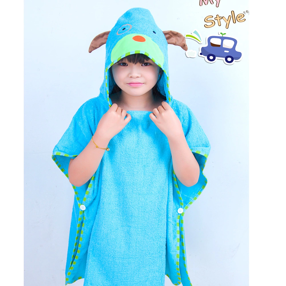 Promotion Factory Animal Hooded Baby Swaddle Poncho Cotton Bath Towel