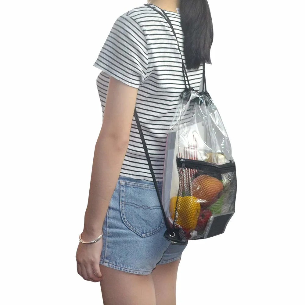 Billiger Clear PVC Drawstring Beach Bag Rucksack wasserdichte Buggy Tasche Für Reisen