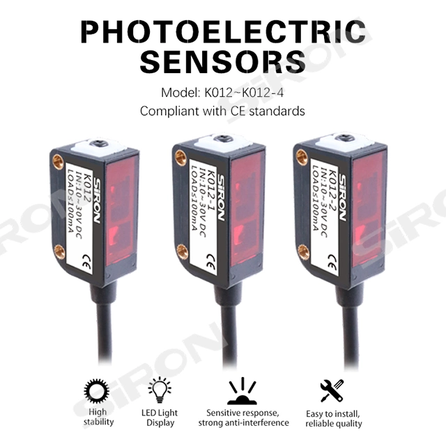 Siron K012 Factory Supply Photoelectric Sensors Red Light 650nm Optical Sensor Diffuse Reflection Photocell Sensor