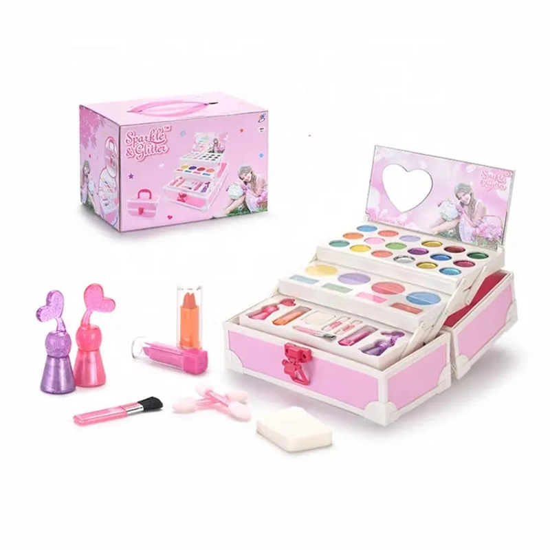 Venda por grosso de crianças Caixa de maquilhagem beleza brinquedos brinquedos para crianças Preaty Jogos de vestir Meninas Portable Fingir Conjunto Cosméticos Dom DIY espelho ajustado