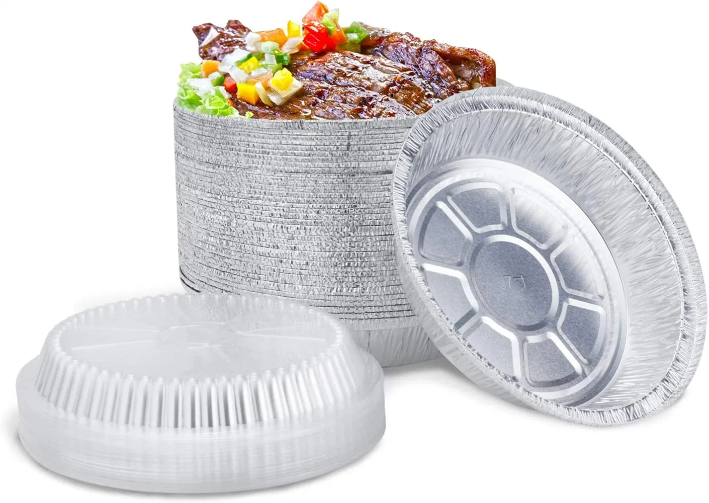 7inch 750ml Aluminum Foil Plastic Food Containers with Sealing Lids