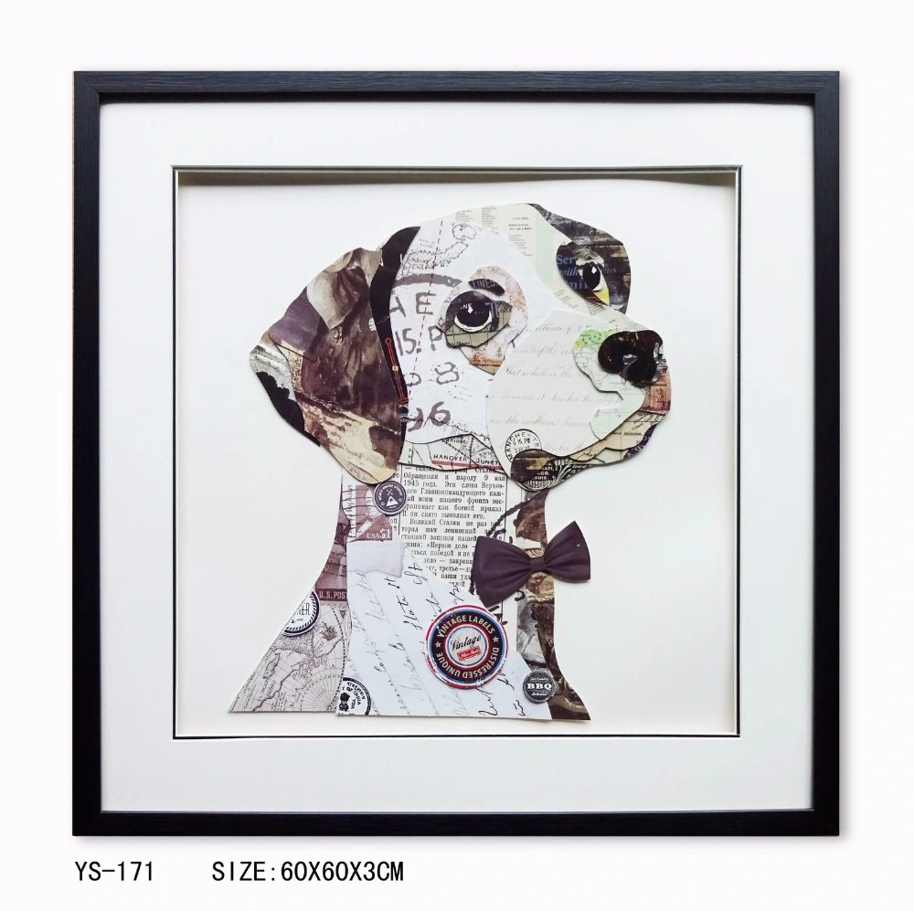 PS Framed Handmade Dog Oil Painting Picture Frame