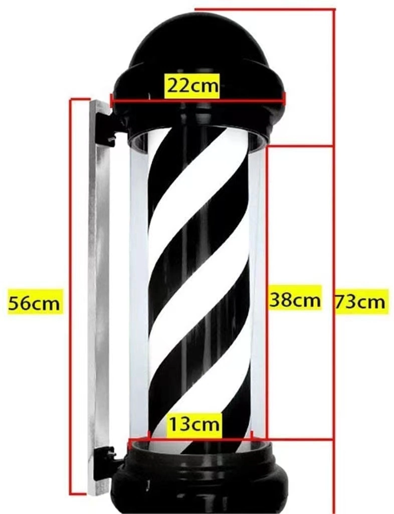 Barberpub Barber Pole Rotating LED Strips Light Metal Hair Salon Beauty Furniture