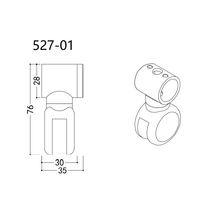 Brass Tee Wall to Glass Bathroom Door Connector Fixing