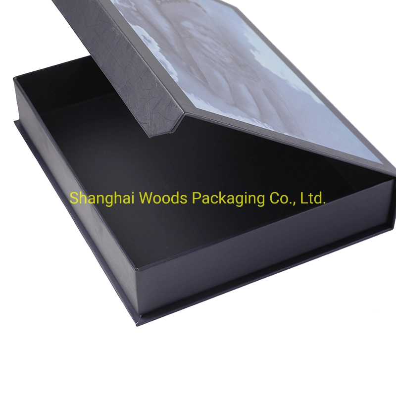 Custom Printing with Magnetic Flap Cosmetic Box Luxury Black Rigid Paper Box Gift Packaging