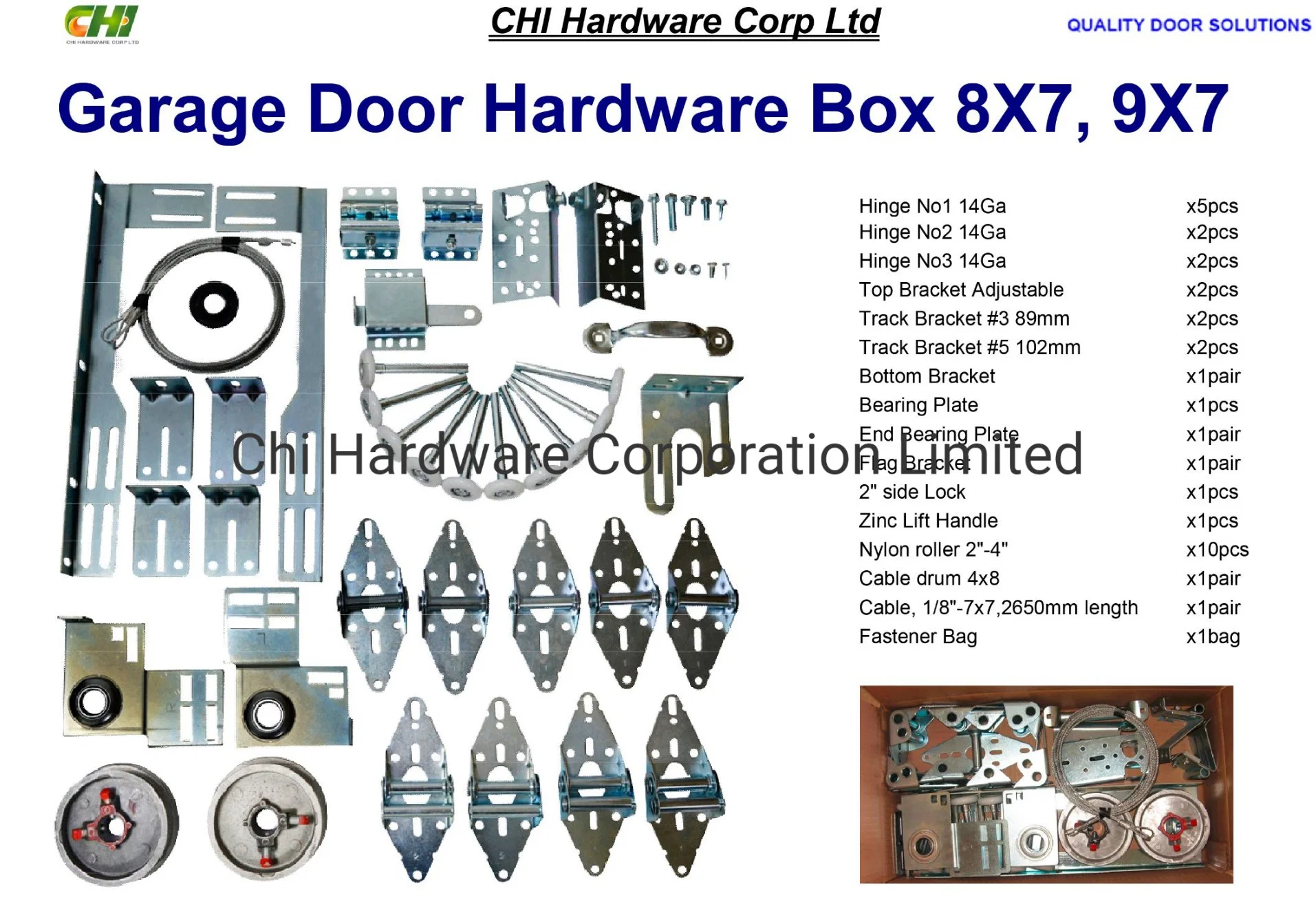 8X7, 9X7, 16X7, 16X8 Kit de hardware de la puerta de garaje seccionales Puertas Industriales parte de Hardware