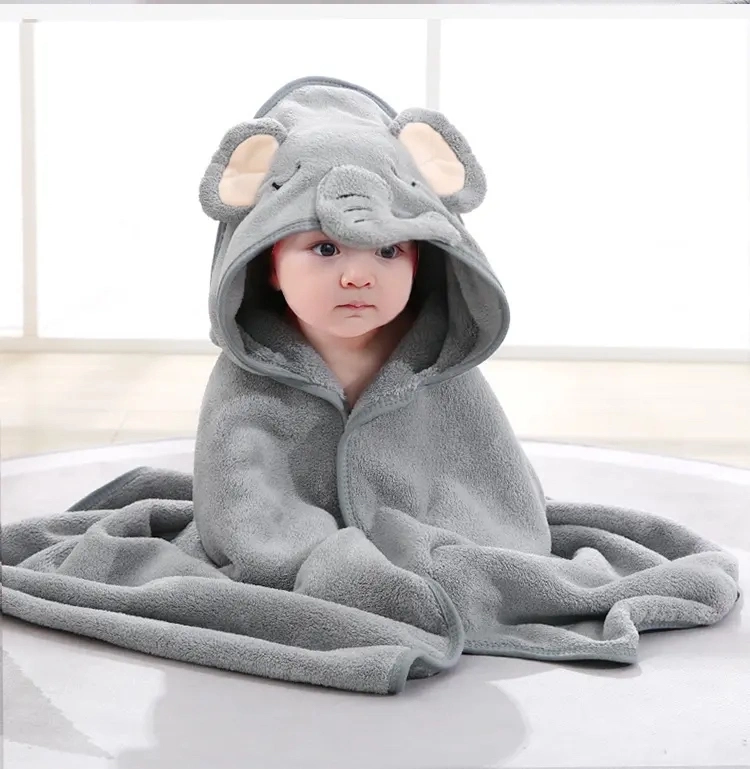 Hot Coral Velvet Animal Hooded Soft Children's Hooded Cloak Bath Towel