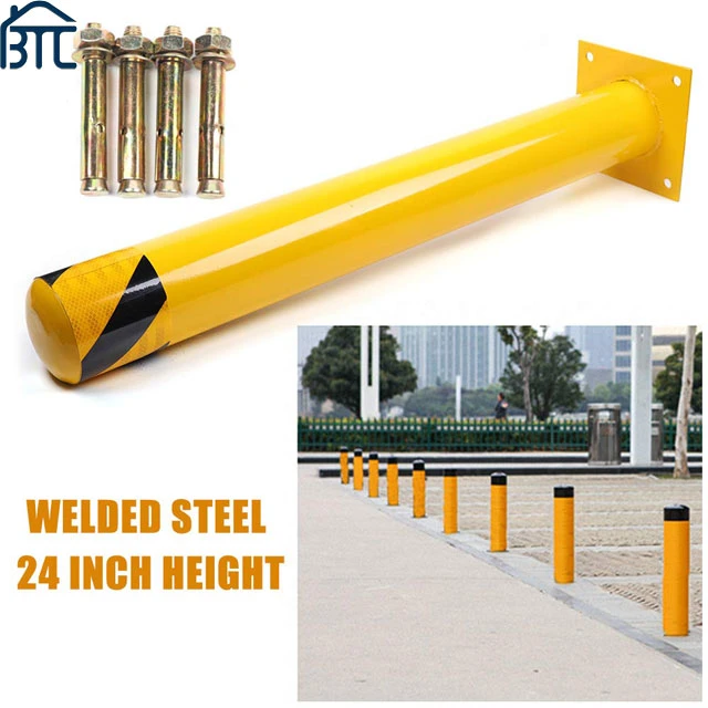 Yellow Steel 4.5 Inch Diameter Steel Pipe Safety Bollard Post