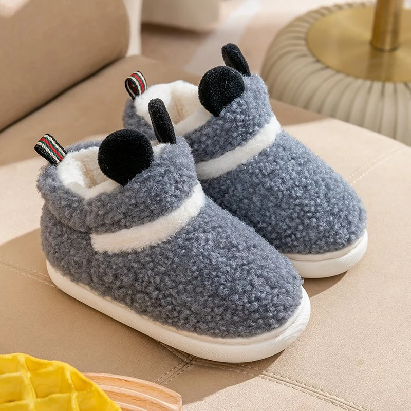 New PVC Warm Winter Shoes Kids Women Home Outdoor Plush Cotton Slippers