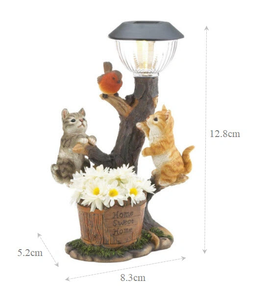 Factory OEM Luminous Outdoor Garden Back Yard Lawn Decoration Resin Animals Decorative Solar Light