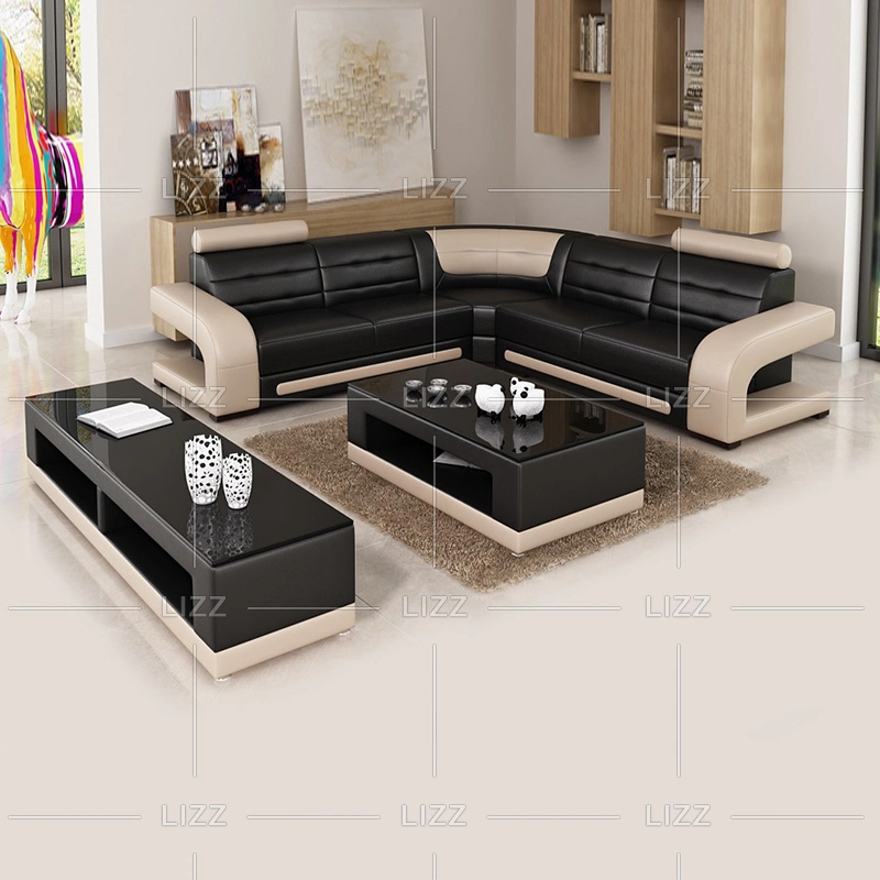 Modern Hotel Office Commercial Furniture L Shape Corner Sofa with Coffee Table and TV Stand