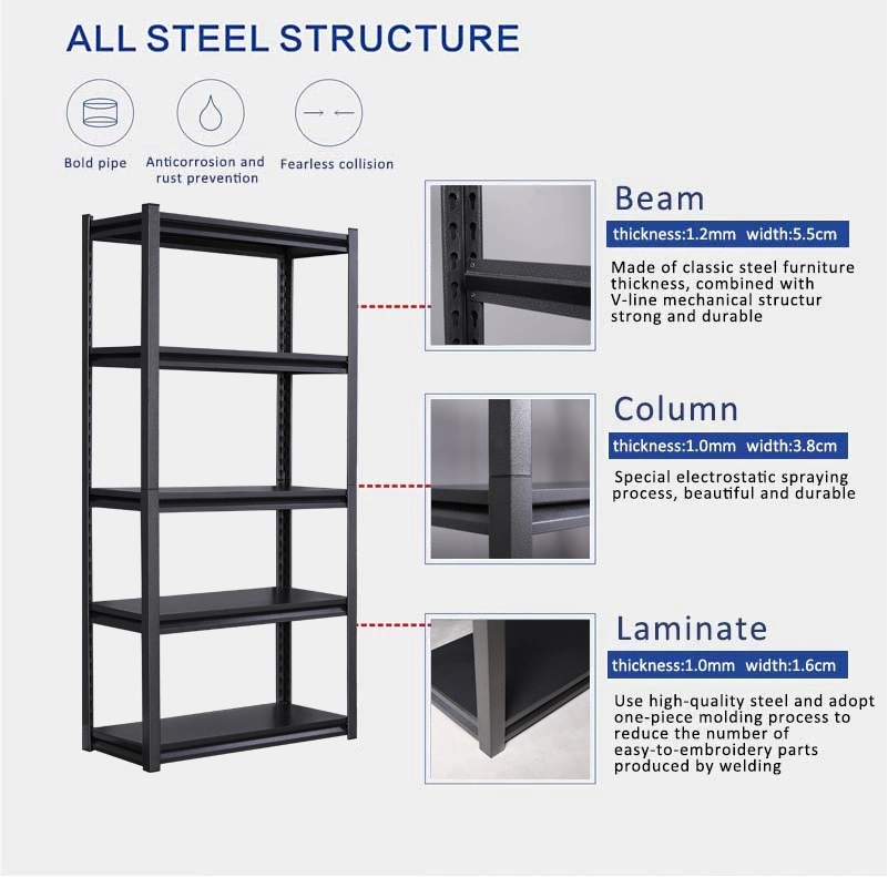 Chinese Manufacturer Us Europe Style Factory Custom Black Shelves Display Racks Steel Rack Kitchen Rack Storage for Sale