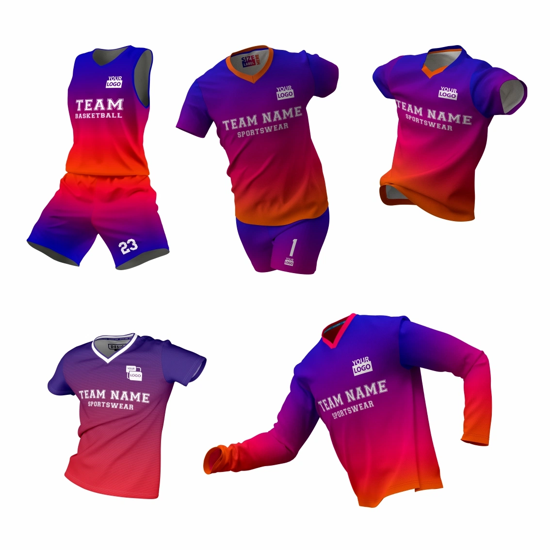 Custom Sublimation Jersey for Soccer Football Basketball Cycling Fishing Baseball Softball Tennis Gym Rugby Hockey Golf Polyester Quick Dry Sports Jerseys