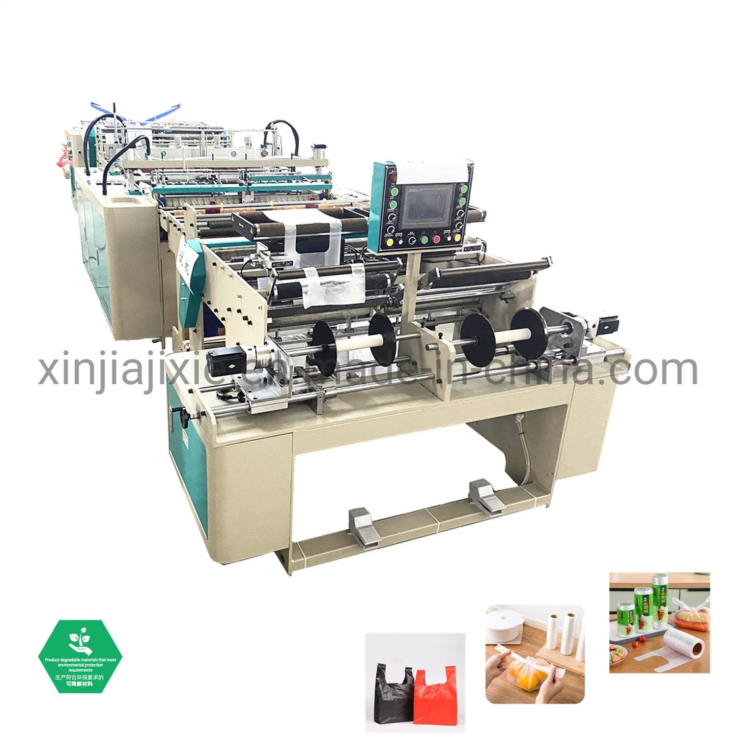 Full Automatic Biodegradable HDPE LDPE Rolling T-Shirt Vest Bag Plastic Bag Making Machine Price