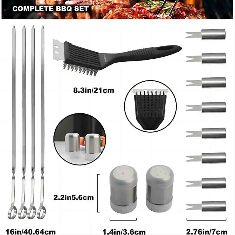 20pcs Professional pesado conjunto de accesorios para barbacoa Barbacoa Tool