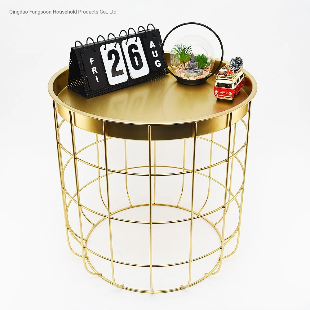 Extraíble Metal dormitorio de lujo Casa decoración Suelo Mesa de café Oro