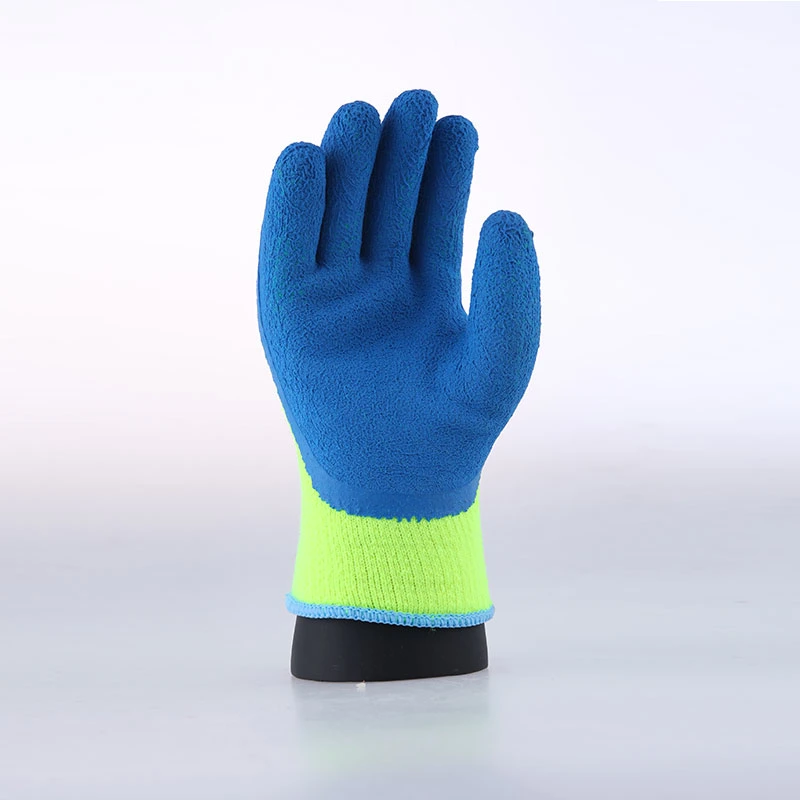 Hot Selling Hi-Vis Winter Warm Acrylic Liner 3/4 Dipped Crinkle Latex Coated Safety Work Protective Working Glove with CE OEM ODM