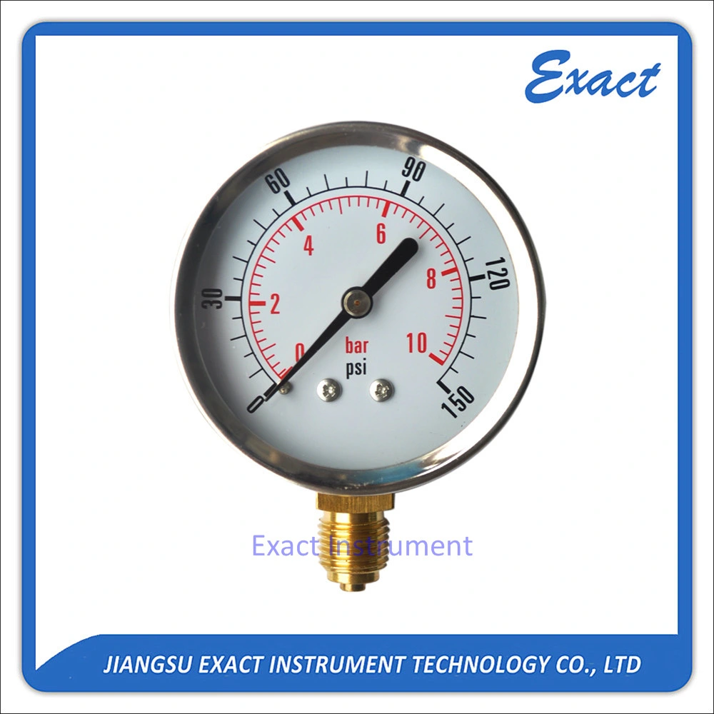 Manomètre à tube de Bourdon sec cas inférieurs en acier inoxydable