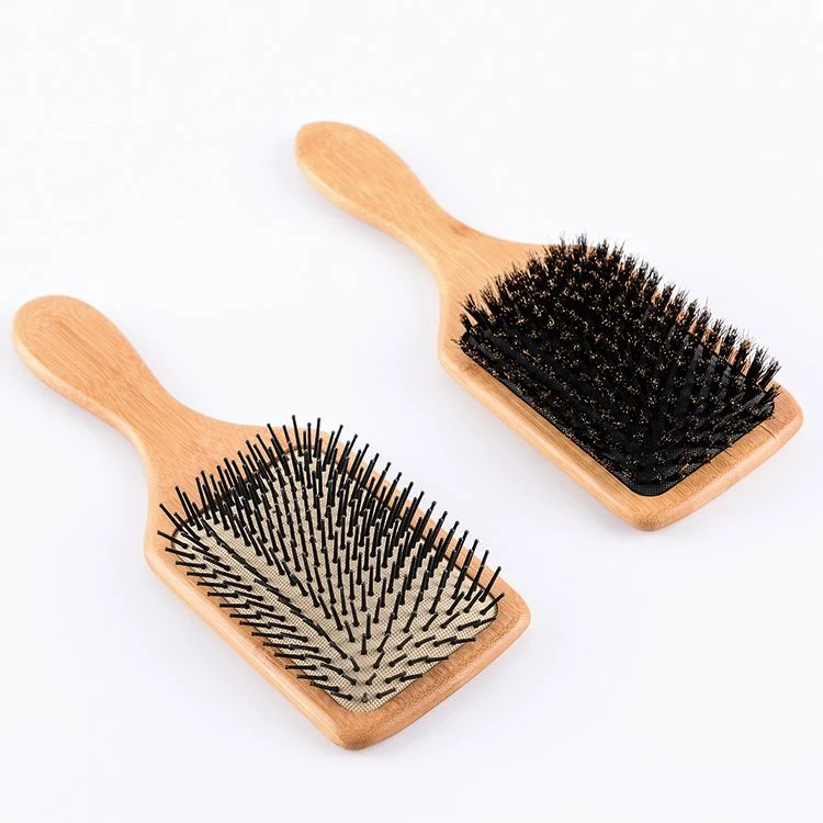 Eco-Friendly Packaging Wood Cushion Massage Brush Custom Paddle Bamboo Hair Brush