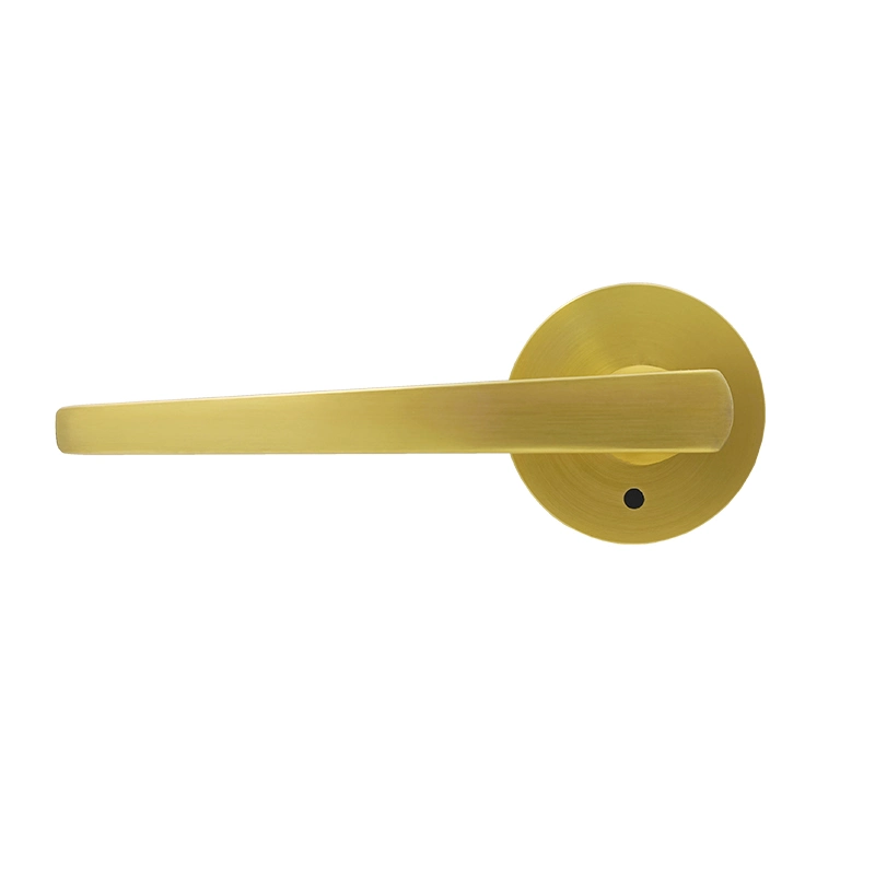 Privacy Function with Pin Round Rose Satin Brass Finish Lever Door Handle